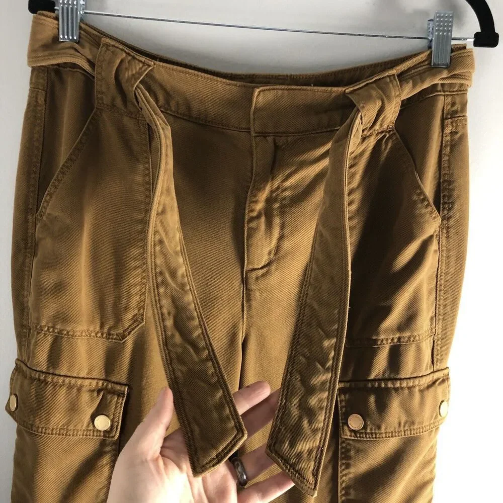 White House Black Market Sz 6 Cargo Pants High‎ Rise Straight Ankle Bronze Brown